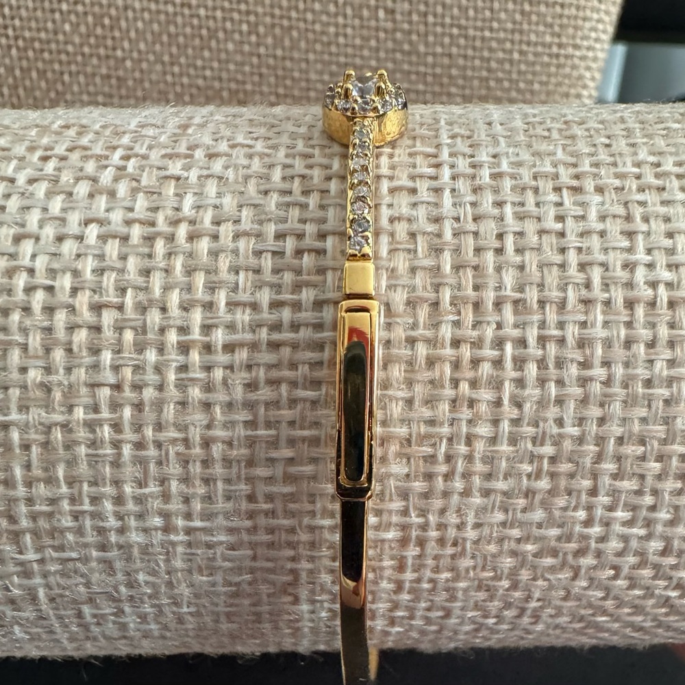 Elegant Gold  Bracelet with Sparkling Round Diamonique Crystal Round Accents - Picture 3 of 13